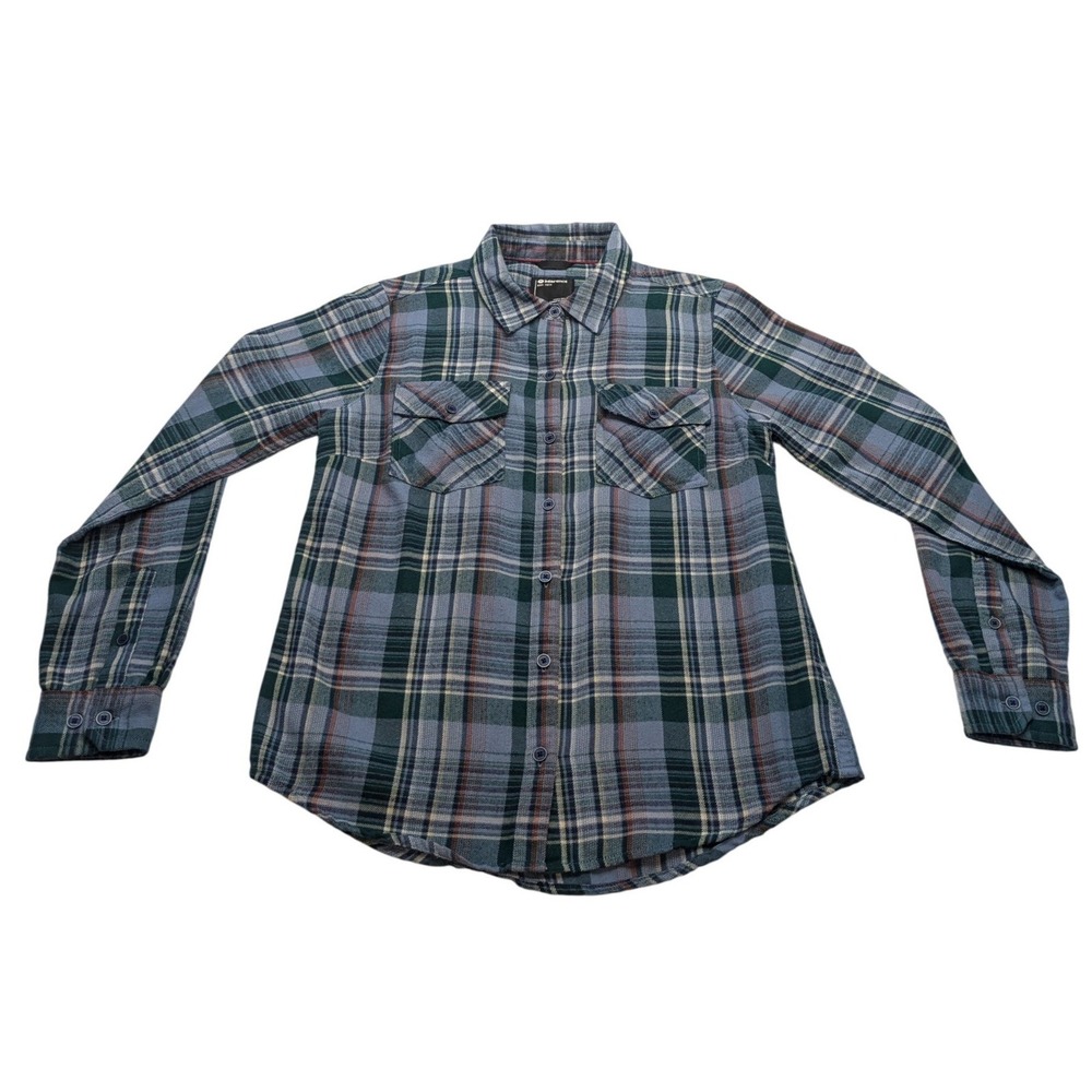 Marmot Flannel Shirt Women Medium Blue Green Plaid P47180 Button Up